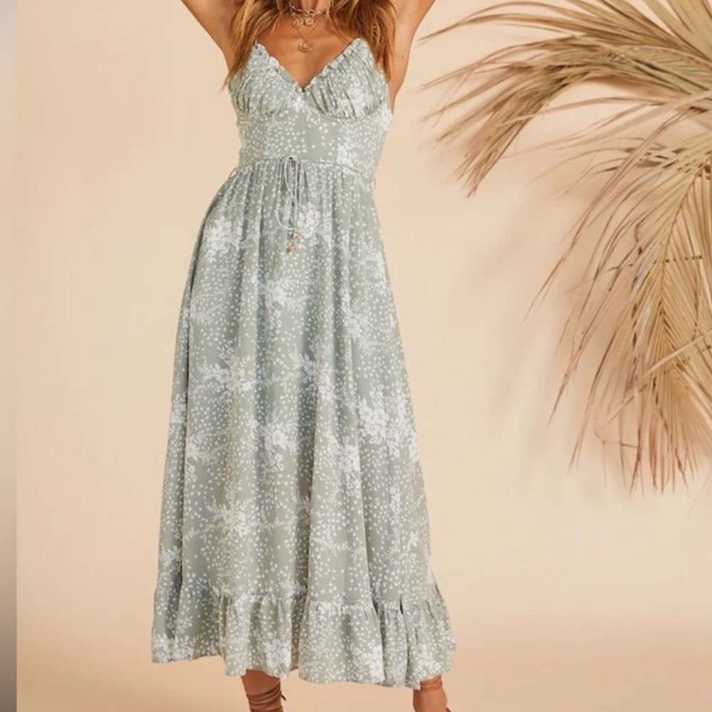 Hello Molly good friend ruffle midi dress in sage